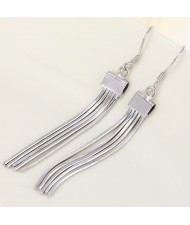Vintage Design Long Tassel Silver Color Women Copper  Earrings