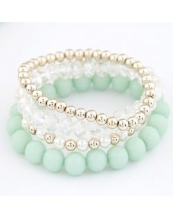 Korean Summer Fashion Candy Beads Combo Bracelet - Light Green