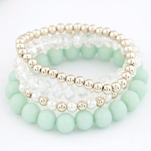 Korean Summer Fashion Candy Beads Combo Bracelet - Light Green