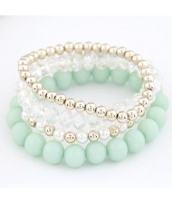 Korean Summer Fashion Candy Beads Combo Bracelet - Light Green