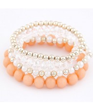 Korean Summer Fashion Candy Beads Combo Bracelet - Light Orange