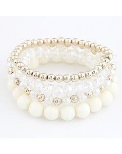 Korean Summer Fashion Candy Beads Combo Bracelet - White