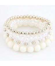 Korean Summer Fashion Candy Beads Combo Bracelet - White