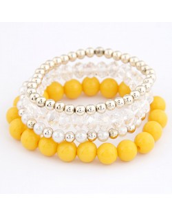 Korean Summer Fashion Candy Beads Combo Bracelet - Yellow