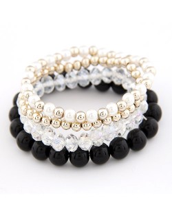 Korean Summer Fashion Candy Beads Combo Bracelet - Black