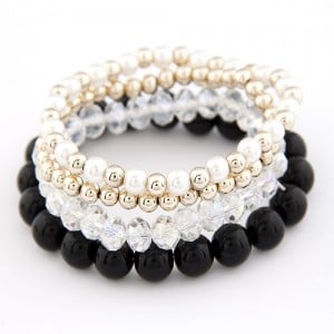 Korean Summer Fashion Candy Beads Combo Bracelet - Black