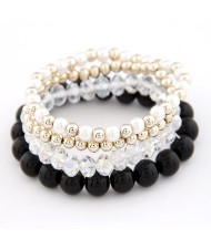 Korean Summer Fashion Candy Beads Combo Bracelet - Black