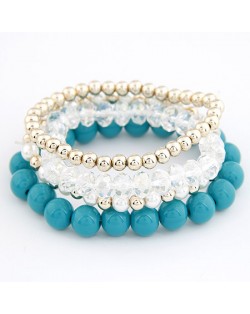 Korean Summer Fashion Candy Beads Combo Bracelet - Blue