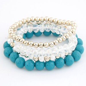Korean Summer Fashion Candy Beads Combo Bracelet - Blue