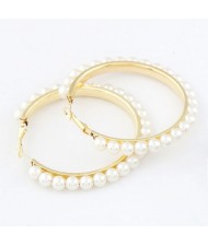 Star Fashion White Pearl Hoop Earrings
