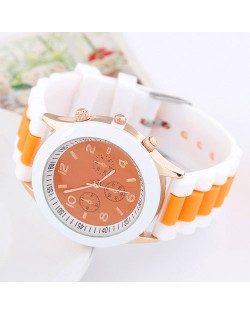 Korean Candy Style Silicone Wrist Fashion Watch - Orange