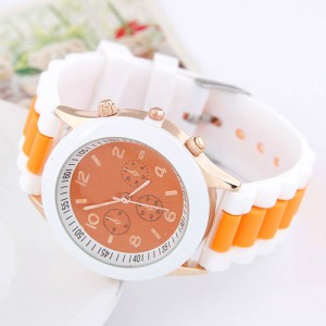 Korean Candy Style Silicone Wrist Fashion Watch - Orange