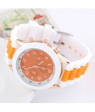 Korean Candy Style Silicone Wrist Fashion Watch - Orange