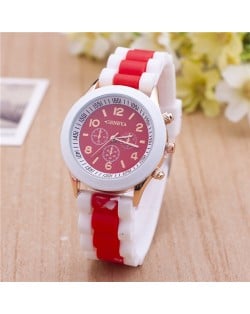 Korean Candy Style Silicone Wrist Fashion Watch - Red