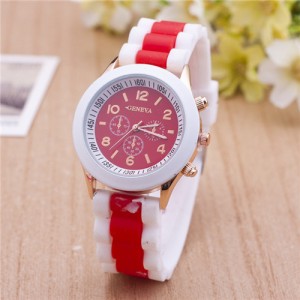 Korean Candy Style Silicone Wrist Fashion Watch - Red