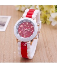 Korean Candy Style Silicone Wrist Fashion Watch - Red