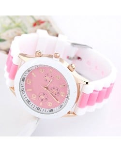 Korean Candy Style Silicone Wrist Fashion Watch - Pink