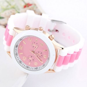 Korean Candy Style Silicone Wrist Fashion Watch - Pink