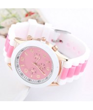 Korean Candy Style Silicone Wrist Fashion Watch - Pink