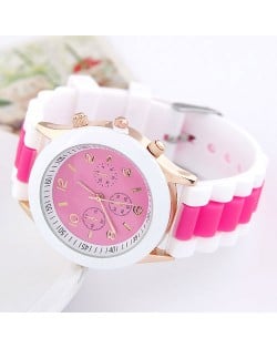 Korean Candy Style Silicone Wrist Fashion Watch - Rose