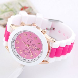 Korean Candy Style Silicone Wrist Fashion Watch - Rose