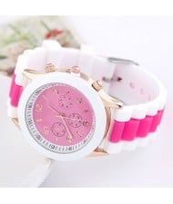 Korean Candy Style Silicone Wrist Fashion Watch - Rose