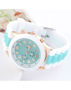 Korean Candy Style Silicone Wrist Fashion Watch - Light Green