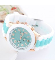 Korean Candy Style Silicone Wrist Fashion Watch - Light Green