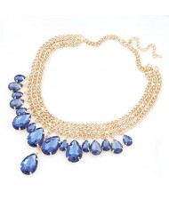 Acrylic Waterdrops Gem Chunky Necklace - Blue