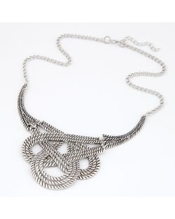 Simple Twined Design Alloy Necklace - Vintage Silver