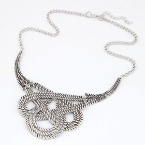 Simple Twined Design Alloy Necklace - Vintage Silver