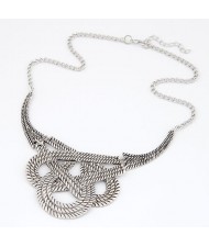 Simple Twined Design Alloy Necklace - Vintage Silver