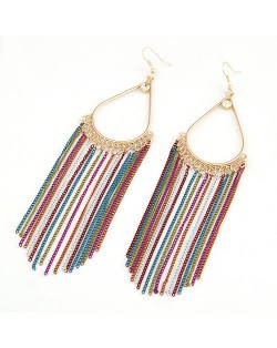 Water Drop Shape Colorful Tassels Dangling Earrings