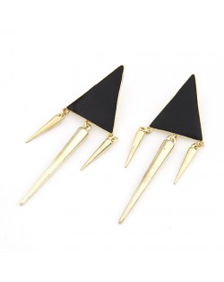 Modern Triangle with Dangling Rivets Design Earrings - Black
