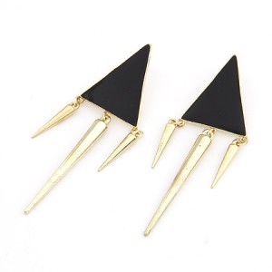 Modern Triangle with Dangling Rivets Design Earrings - Black