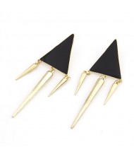 Modern Triangle with Dangling Rivets Design Earrings - Black