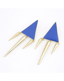 Modern Triangle with Dangling Rivets Design Earrings - Blue