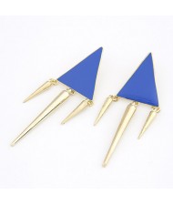 Modern Triangle with Dangling Rivets Design Earrings - Blue