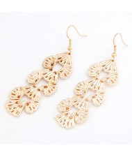 Hollow Floral Cluster Dangling Earrings - Golden