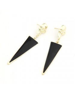 Golden Skull with Dangling Triangle Earrings - Black