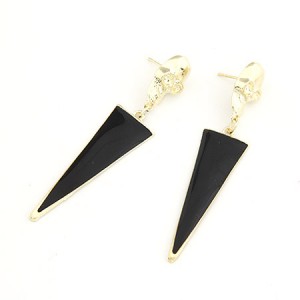 Golden Skull with Dangling Triangle Earrings - Black