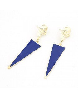 Golden Skull with Dangling Triangle Earrings - Blue
