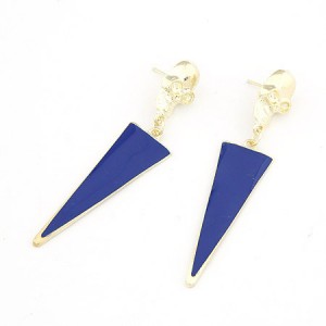 Golden Skull with Dangling Triangle Earrings - Blue