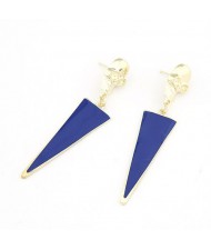 Golden Skull with Dangling Triangle Earrings - Blue