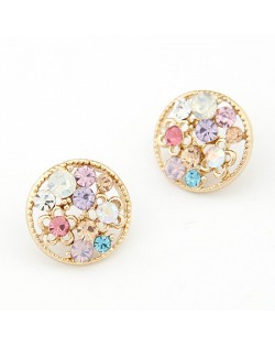 Korean Fashion Hollow Luxuriant Floral Rhinestone Ear Studs