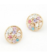 Korean Fashion Hollow Luxuriant Floral Rhinestone Ear Studs
