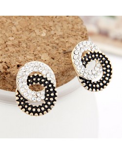 Korean Fashion Linked Hoop Rhinestone Ear Studs