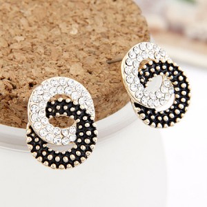 Korean Fashion Linked Hoop Rhinestone Ear Studs