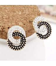 Korean Fashion Linked Hoop Rhinestone Ear Studs