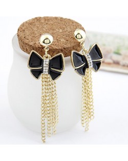 Korean Fashion Black Butterfly Tassel Style Earrings
